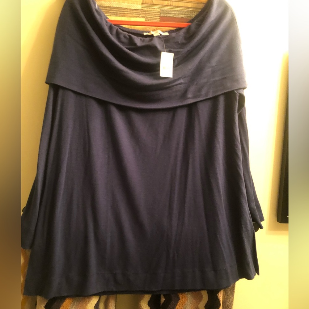 LOFT Navy Blue Cowl Neck Top